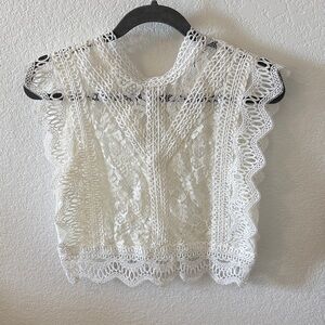 NWOT. Chicwish White Lace Blouse